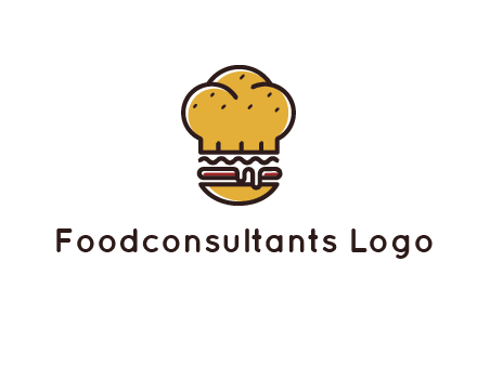 burger with a chef's hat upper bun food logo