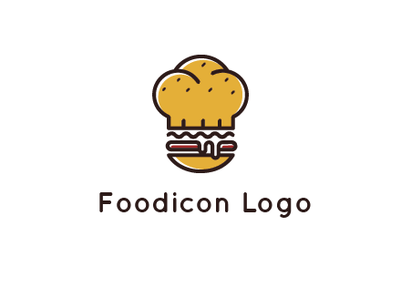 burger with a chef's hat upper bun food logo