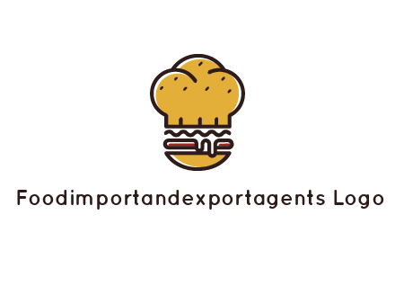 burger with a chef's hat upper bun food logo