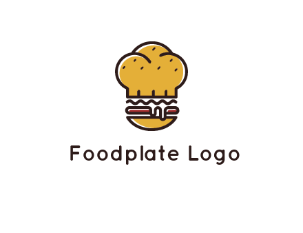 burger with a chef's hat upper bun food logo