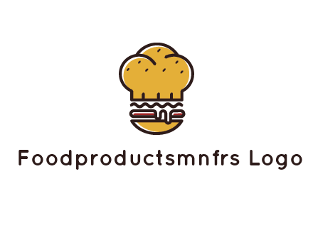 burger with a chef's hat upper bun food logo