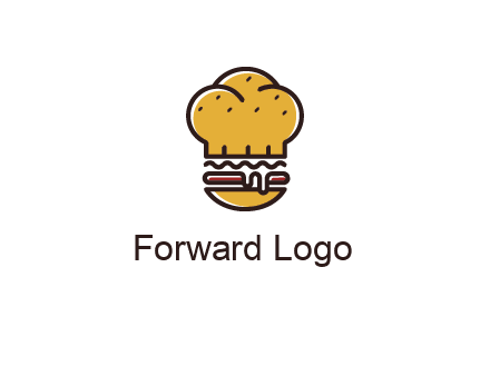 burger with a chef's hat upper bun food logo
