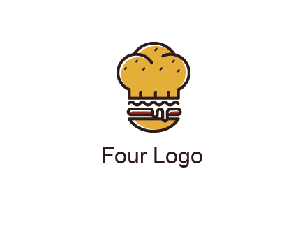 burger with a chef's hat upper bun food logo