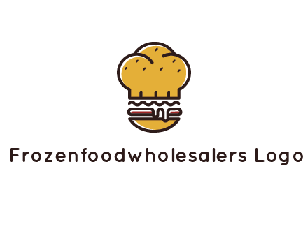 burger with a chef's hat upper bun food logo