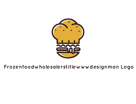 burger with a chef's hat upper bun food logo