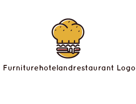 burger with a chef's hat upper bun food logo