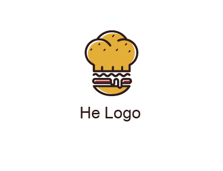 burger with a chef's hat upper bun food logo