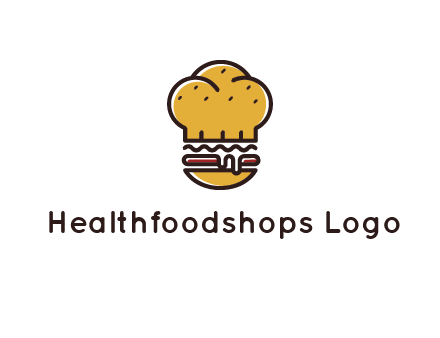 burger with a chef's hat upper bun food logo