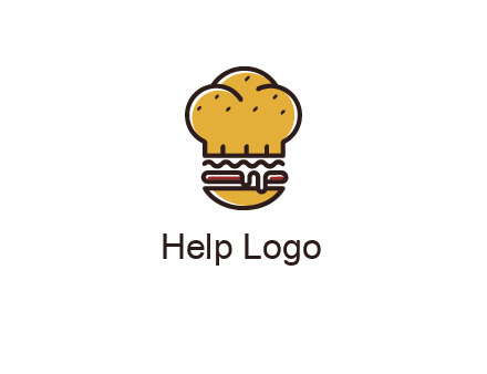 burger with a chef's hat upper bun food logo