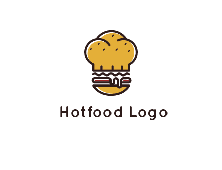 burger with a chef's hat upper bun food logo