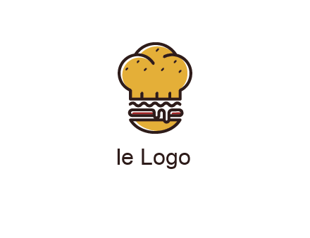 burger with a chef's hat upper bun food logo