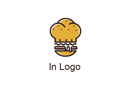 burger with a chef's hat upper bun food logo