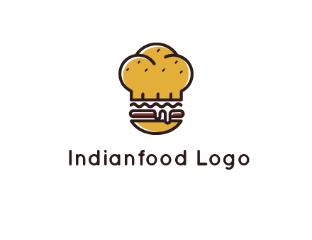 burger with a chef's hat upper bun food logo