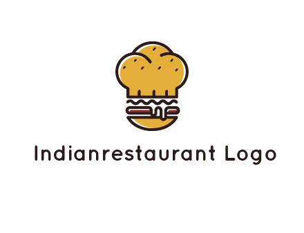 burger with a chef's hat upper bun food logo