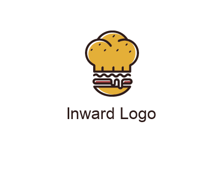 burger with a chef's hat upper bun food logo