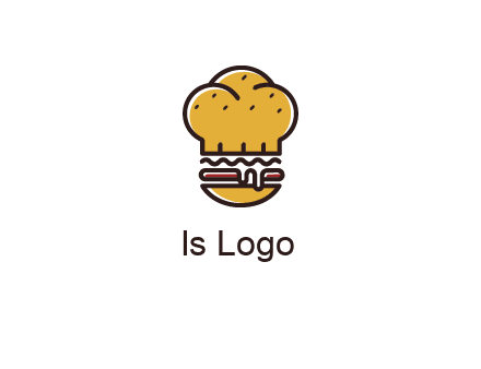 burger with a chef's hat upper bun food logo