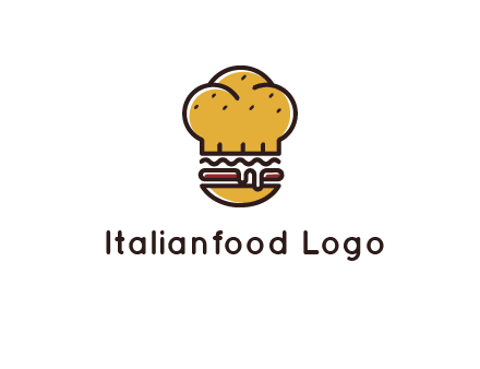 burger with a chef's hat upper bun food logo