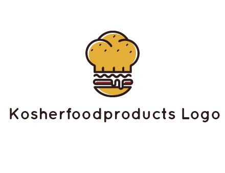 burger with a chef's hat upper bun food logo