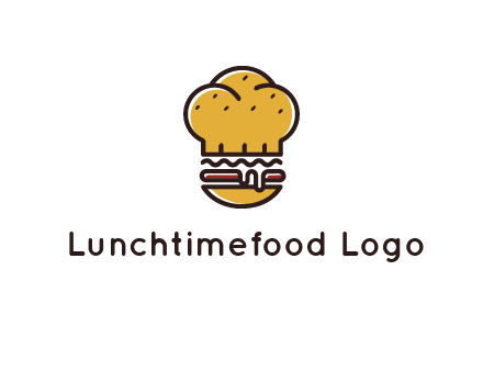 burger with a chef's hat upper bun food logo