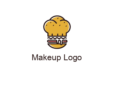 burger with a chef's hat upper bun food logo