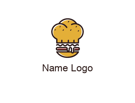 burger with a chef's hat upper bun food logo