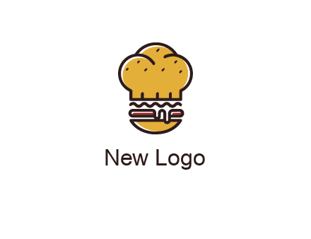 burger with a chef's hat upper bun food logo