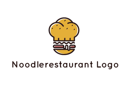 burger with a chef's hat upper bun food logo