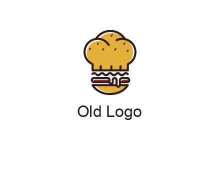 burger with a chef's hat upper bun food logo