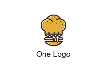 burger with a chef's hat upper bun food logo