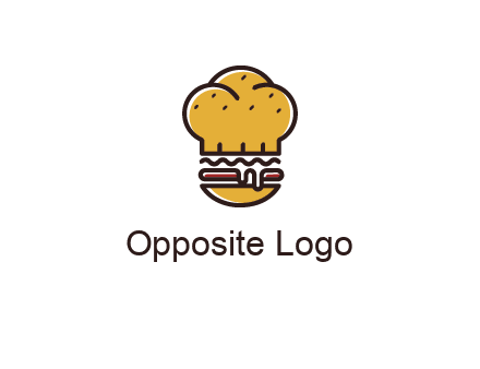 burger with a chef's hat upper bun food logo