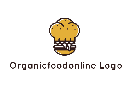 burger with a chef's hat upper bun food logo