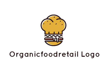 burger with a chef's hat upper bun food logo