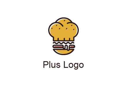 burger with a chef's hat upper bun food logo