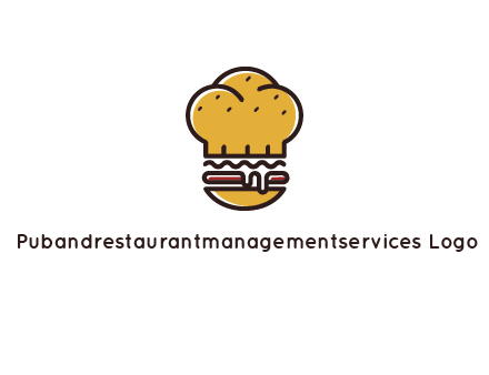 burger with a chef's hat upper bun food logo