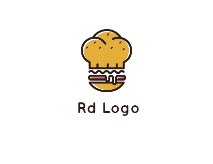 burger with a chef's hat upper bun food logo