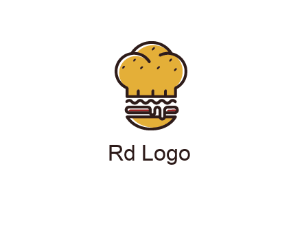 burger with a chef's hat upper bun food logo