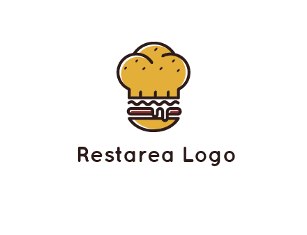 burger with a chef's hat upper bun food logo