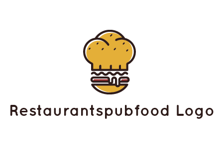 burger with a chef's hat upper bun food logo