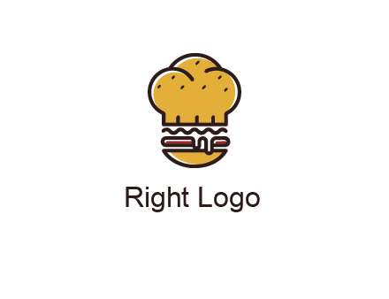 burger with a chef's hat upper bun food logo