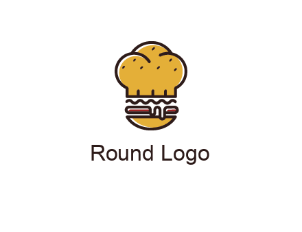 burger with a chef's hat upper bun food logo