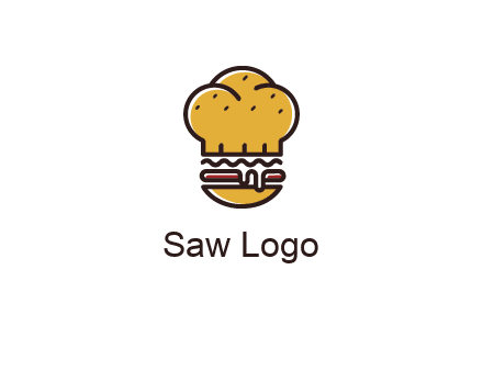burger with a chef's hat upper bun food logo