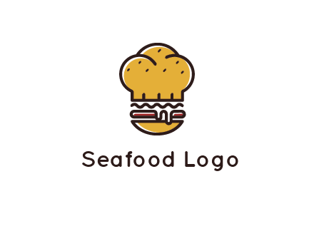 burger with a chef's hat upper bun food logo