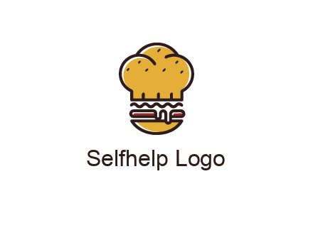 burger with a chef's hat upper bun food logo