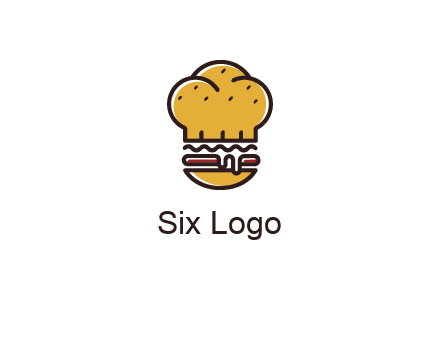 burger with a chef's hat upper bun food logo