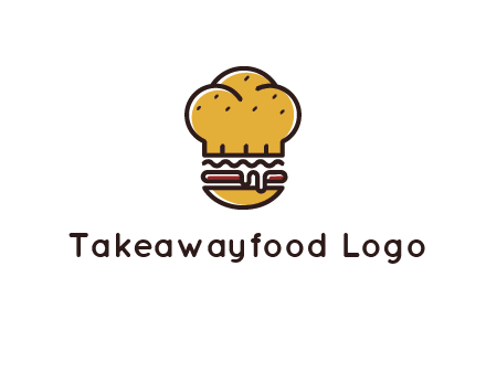 burger with a chef's hat upper bun food logo