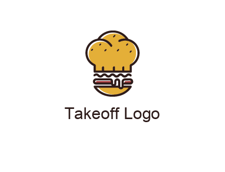 burger with a chef's hat upper bun food logo