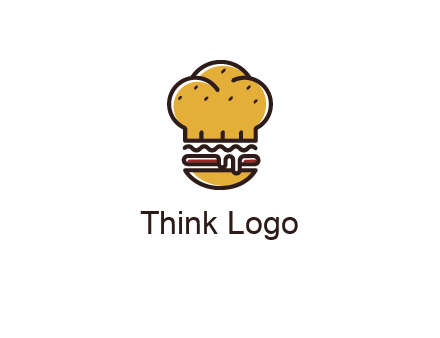 burger with a chef's hat upper bun food logo