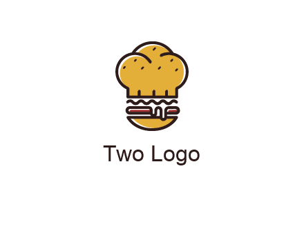 burger with a chef's hat upper bun food logo