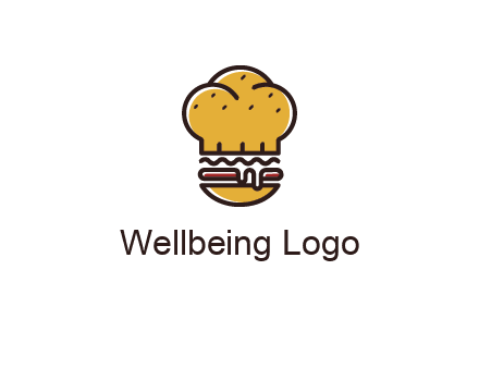 burger with a chef's hat upper bun food logo