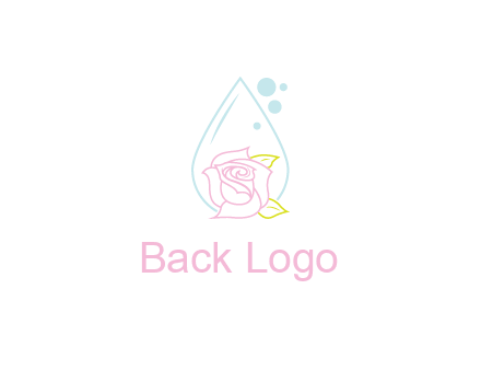 droplet behind a rose with bubbles for a spa or beauty salon logo